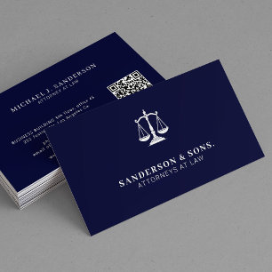 Attorney at law lawyer professional navy business card