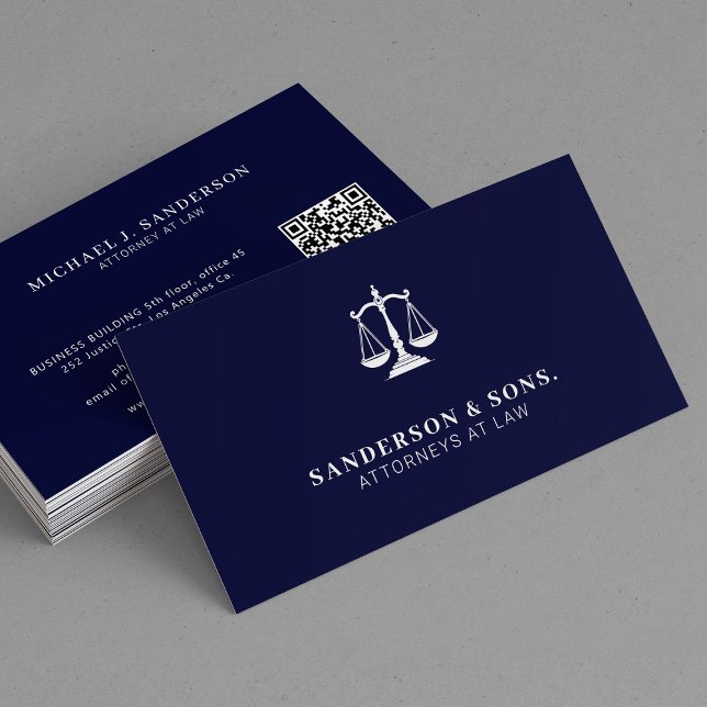 Attorney at law lawyer professional navy business card (Creator Uploaded)