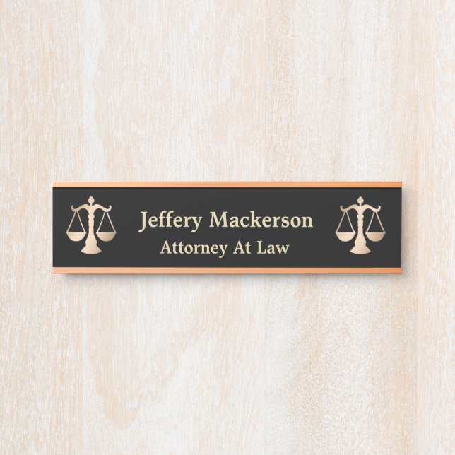 Attorney At Law Lawyer Scales of Justice Gold  Door Sign (Front)