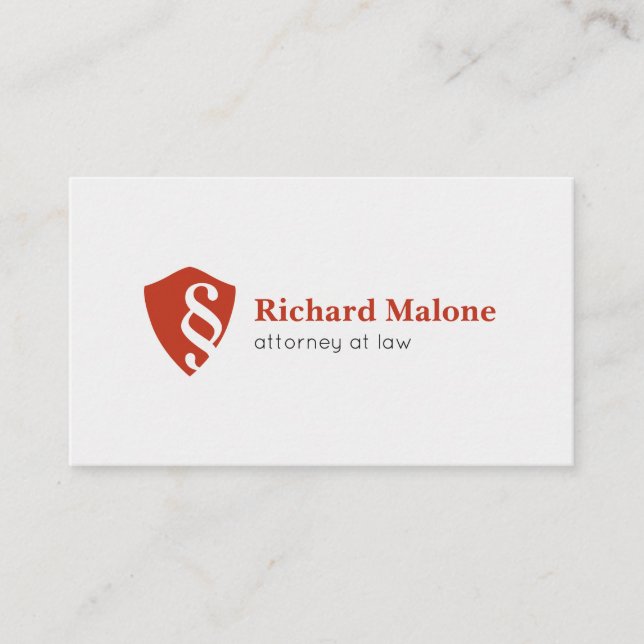 Attorney At Law Lawyer Shield Logo Business Card (Front)