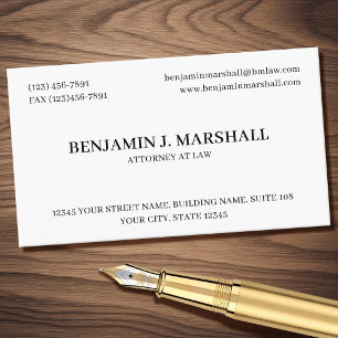 Attorney at Law Legal Formal Professional Black Business Card