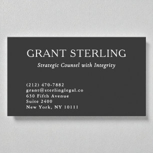 Attorney at Law Legal Minimal Charcoal Grey White Business Card