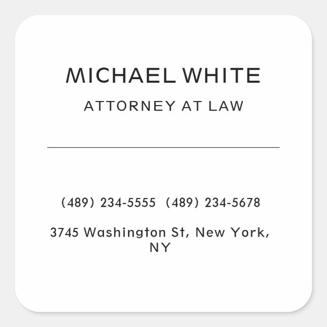 Attorney at Law Linen Minimalist Professional Square Sticker (Front)