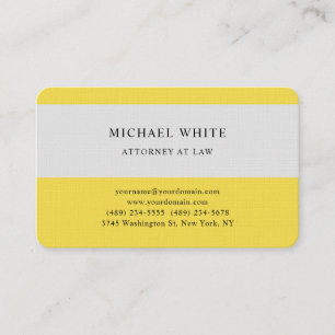Attorney at Law Linen Minimalist Yellow Grey Business Card