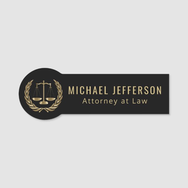 Attorney at Law - Logo - Black and Gold Name Tag (Front)