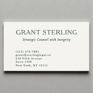 Attorney at Law Minimal Neutral Green Legal  Business Card