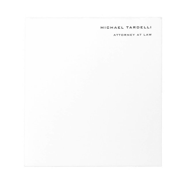 Attorney at Law Minimalist Classical Plain Notepad (Front)