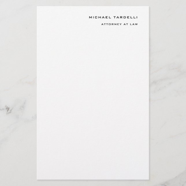 Attorney at Law Minimalist Classical Plain Stationery (Front)