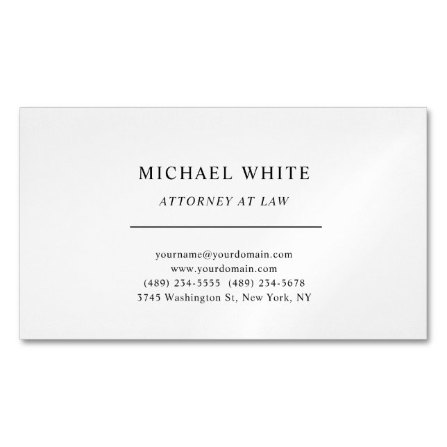 Attorney at Law Minimalist Classical Pro Magnetic Business Card (Front)