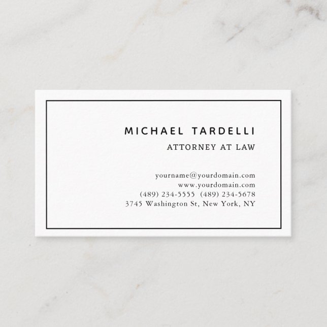 Attorney at Law Minimalist Classical Professional Business Card (Front)