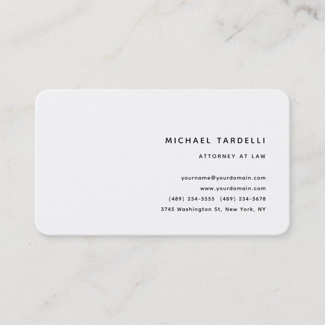Attorney at Law Minimalist Classical Professional Business Card (Front)