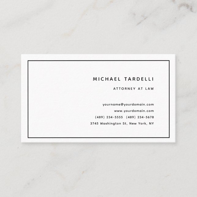 Attorney at Law Minimalist Classical Professional Business Card (Front)