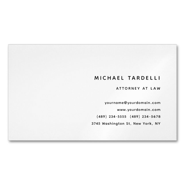 Attorney at Law Minimalist Classical Professional Magnetic Business Card (Front)