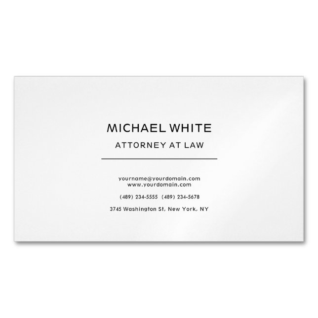 Attorney at Law Minimalist Professional Magnetic Business Card (Front)