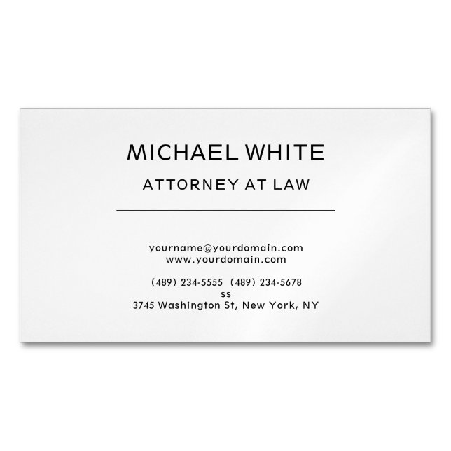Attorney at Law Minimalist Professional Magnetic Business Card (Front)