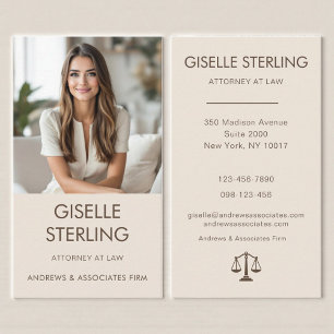 Attorney at Law Mocha Beige Professional Photo  Business Card