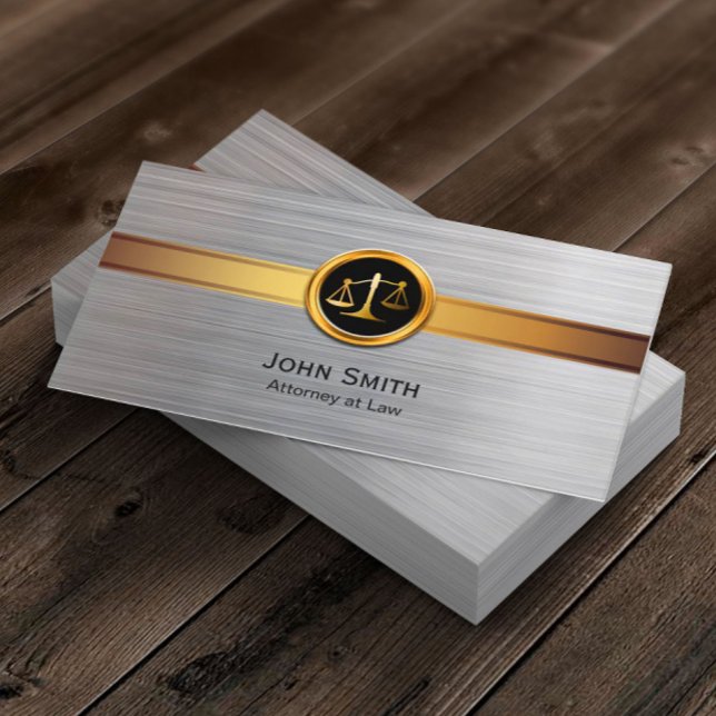 Attorney at Law Modern Gold & Silver Lawyer Business Card (Creator Uploaded)