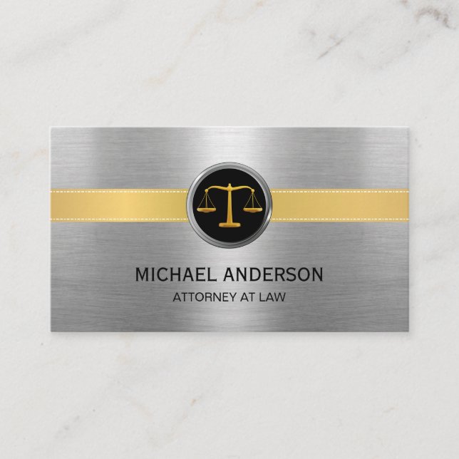 Attorney at Law Modern Gold & Silver Lawyer  Business Card (Front)