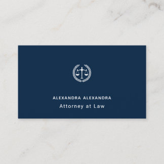 Attorney at Law Modern Navy Blue Lawyer Business Card