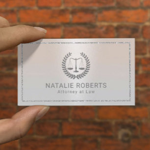 Attorney at Law Modern Silver Frame Lawyer Business Card