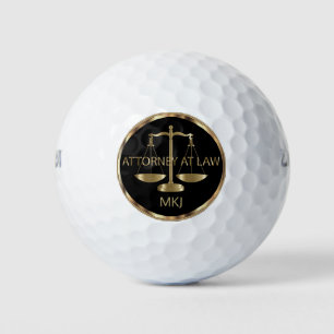Attorney at Law, Monogram - Black and Gold Golf Balls