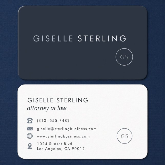 Attorney at Law Navy Blue Professional Business Card (Creator Uploaded)