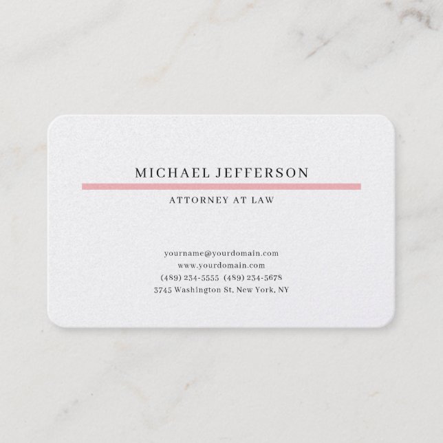 Attorney at Law Pearl Minimalist Classical Pro Business Card (Front)
