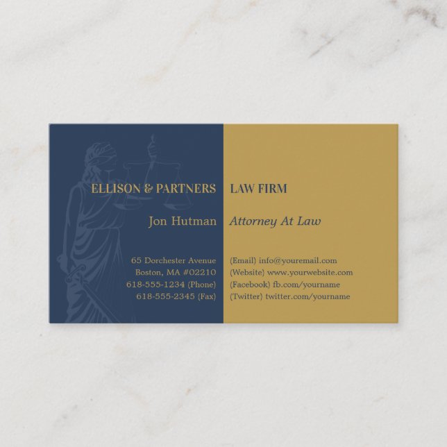 Attorney at Law | Plain Black Gold Business Card (Front)