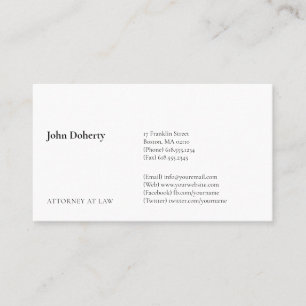 Attorney at Law   Plain Business Card