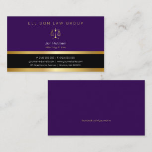 Attorney at Law Professional Gold Purple Business Card