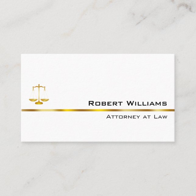 Attorney At Law Professional Simple Gold Legal Business Card (Front)