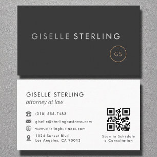 Attorney at Law QR Code Luxury Black  Business Card