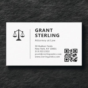 Attorney at Law QR Code Scales of Justice Business Card