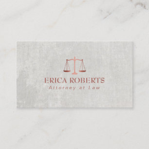 Attorney at Law Rose Gold Scale Lawyer Business Card