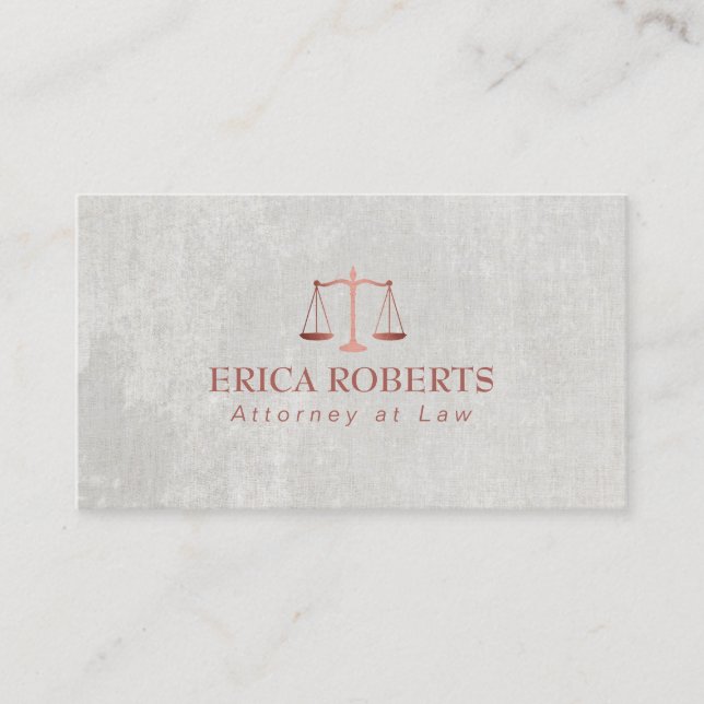 Attorney at Law Rose Gold Scale Lawyer Business Card (Front)