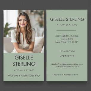 Attorney at Law Sage Green Professional Photo  Business Card