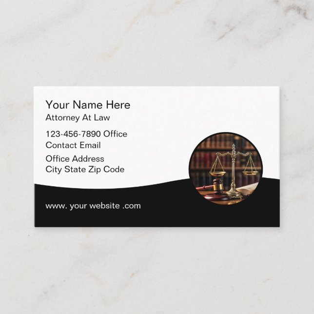 Attorney At Law Scale Of Justice Theme Business Card (Front)