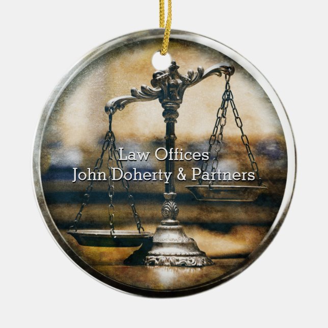 Attorney At Law | Scales of Justice Ceramic Ornament (Front)