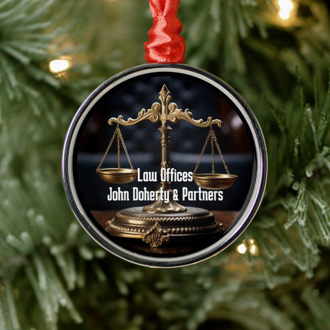 Attorney At Law | Scales of Justice Metal Ornament (Tree)