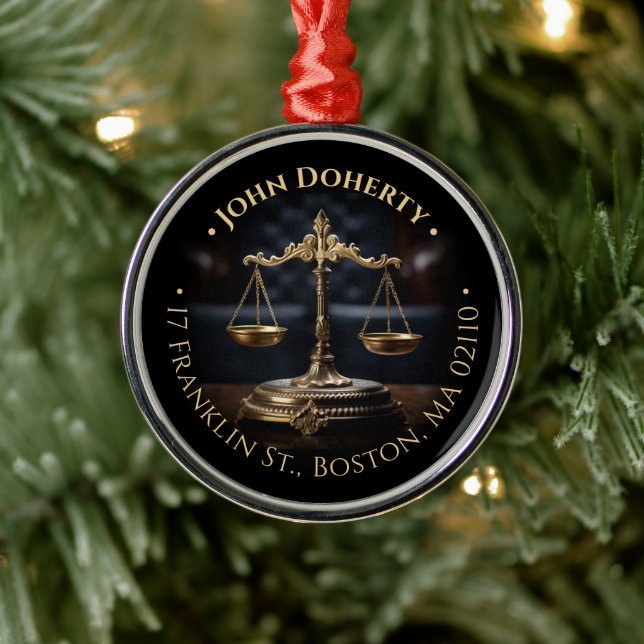 Attorney At Law | Scales of Justice Metal Ornament (Tree)