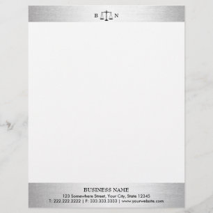 Attorney at Law Silver Border Law Scales Lawyer Custom Letterhead