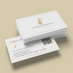 Attorney At Law-Simple Gold Lady Justice & Border Business Card