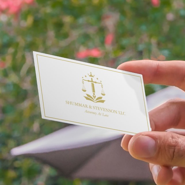 Attorney At Law-Simple Gold Scale & Border  Business Card (Creator Uploaded)