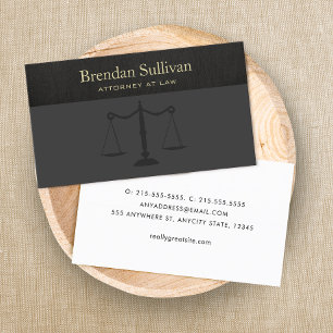 Attorney at Law Sophisticated Faux  Black Linen Business Card