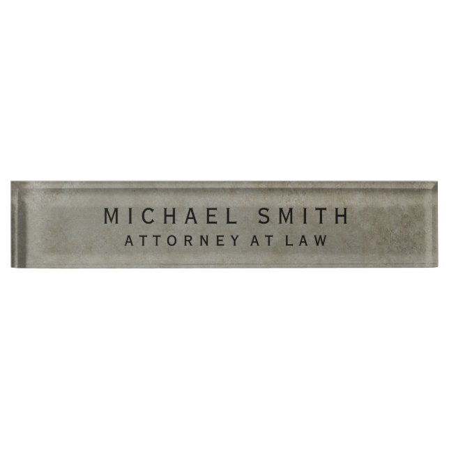 Attorney at Law Stone Design Simple Minimalist Nameplate (Front)
