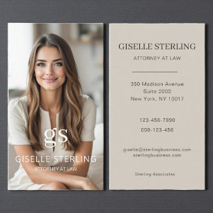 Attorney at Law Taupe Beige Photo Professional Business Card