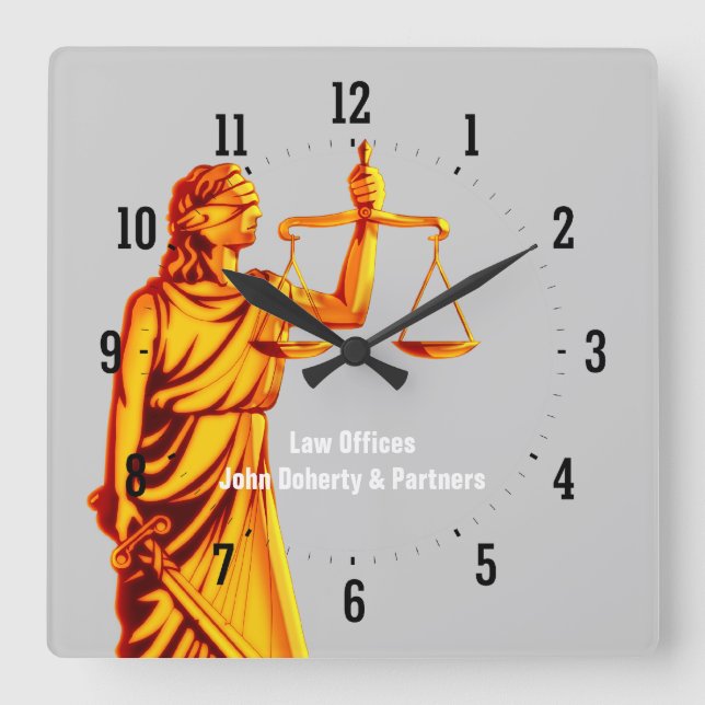 Attorney at Law - Time for Justice Square Wall Clock (Front)