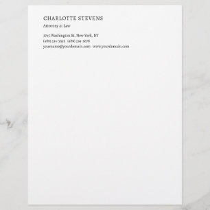 Attorney at Law Trendy Minimalist Elegant Simple Custom Letterhead