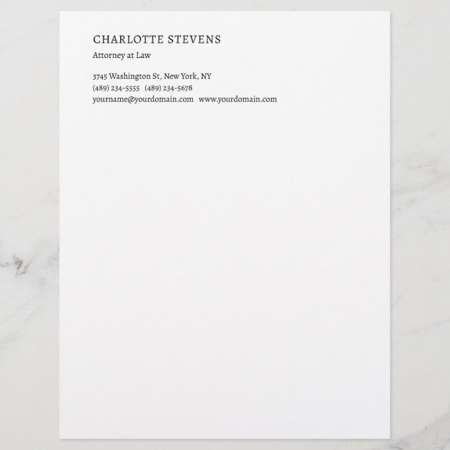 Attorney at Law Trendy Minimalist Elegant Simple Custom Letterhead (Front)