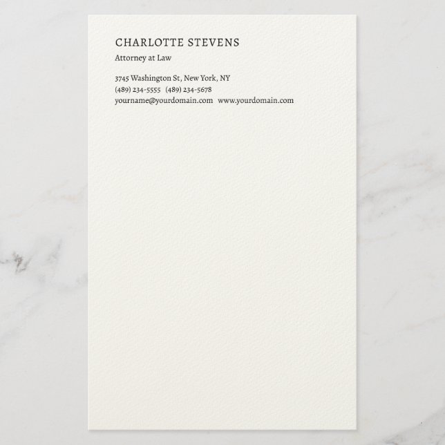 Attorney at Law Trendy Minimalist Elegant Simple Stationery (Front)